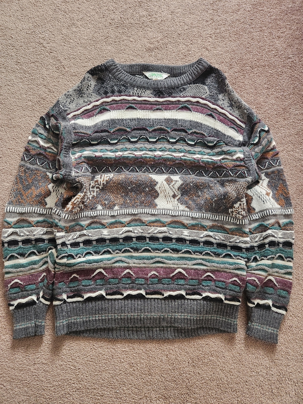Men's 3d Knit PatternedCrewneck Sweater